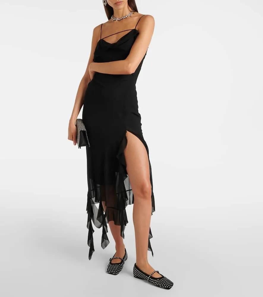 Amina Muaddi Ane crystal-embellished leather Mary Jane flats