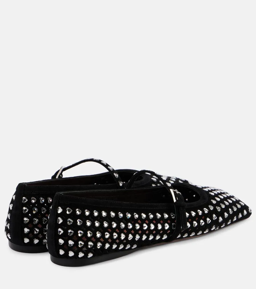 Amina Muaddi Ane crystal-embellished leather Mary Jane flats