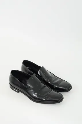 Black Leather Squared Toe Loafer