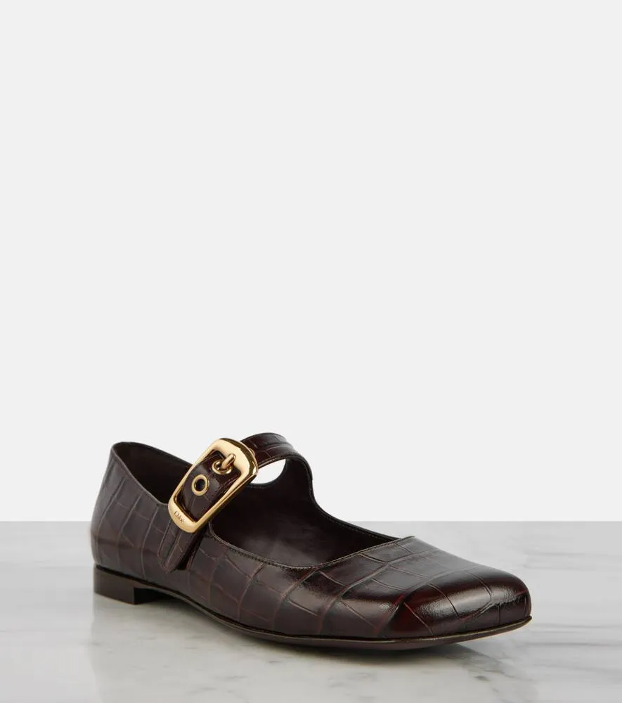 Chloe Polly croc-effect leather Mary Jane flats