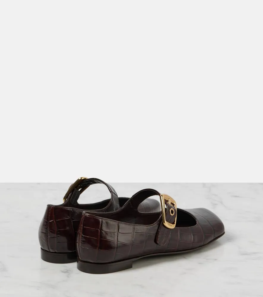 Chloe Polly croc-effect leather Mary Jane flats