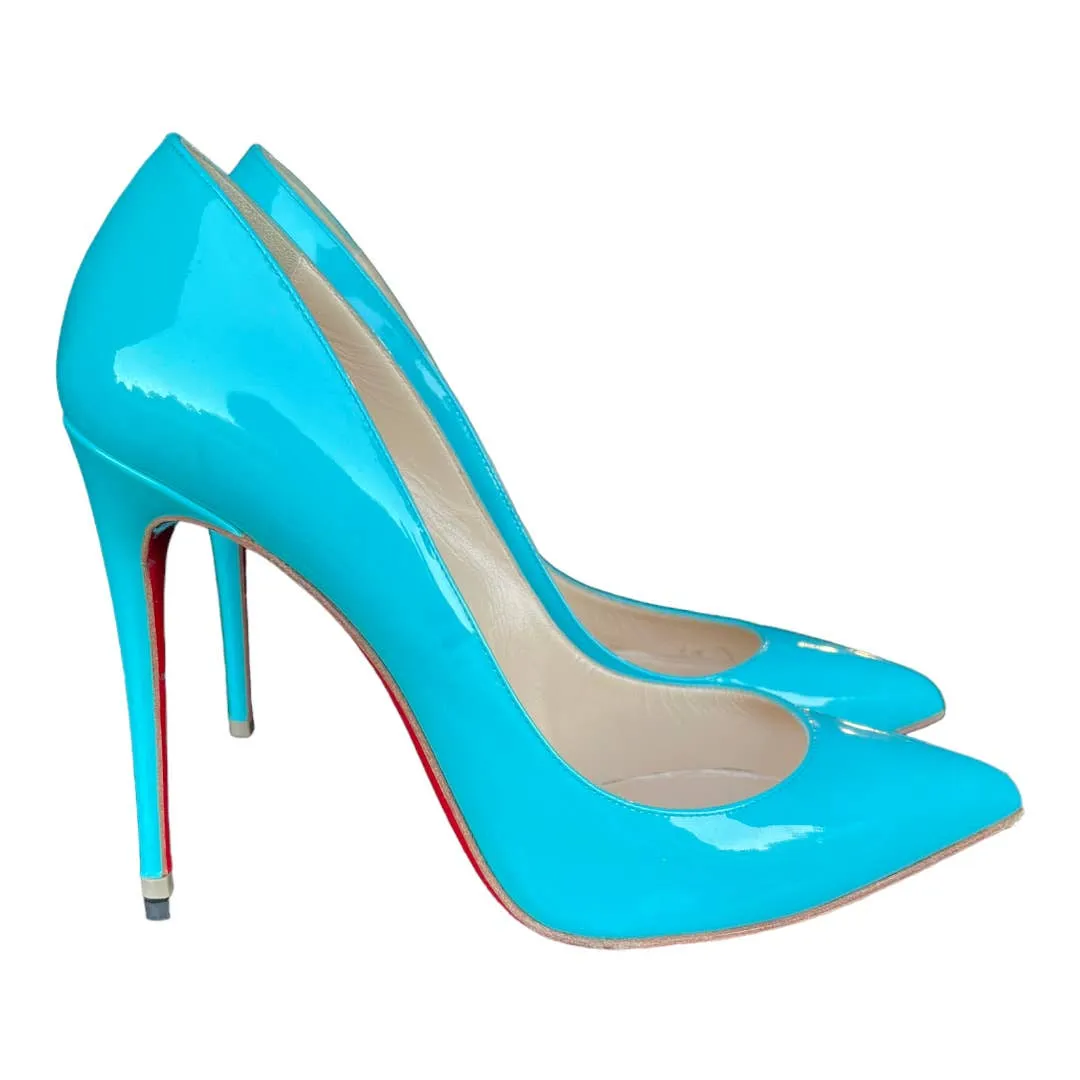 Christian Louboutin So Kate Pacific Blue Patent Leather Heels Size 39 120 mm