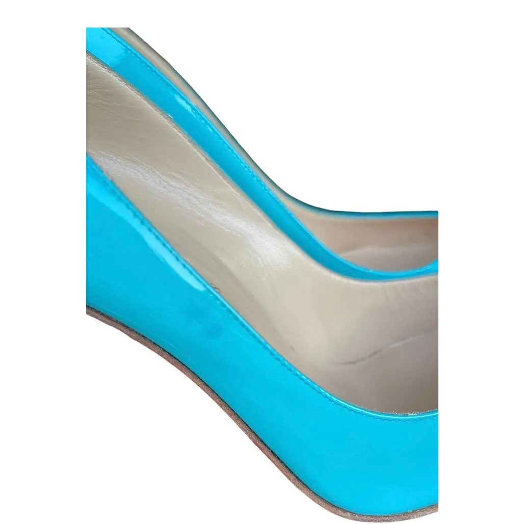 Christian Louboutin So Kate Pacific Blue Patent Leather Heels Size 39 120 mm