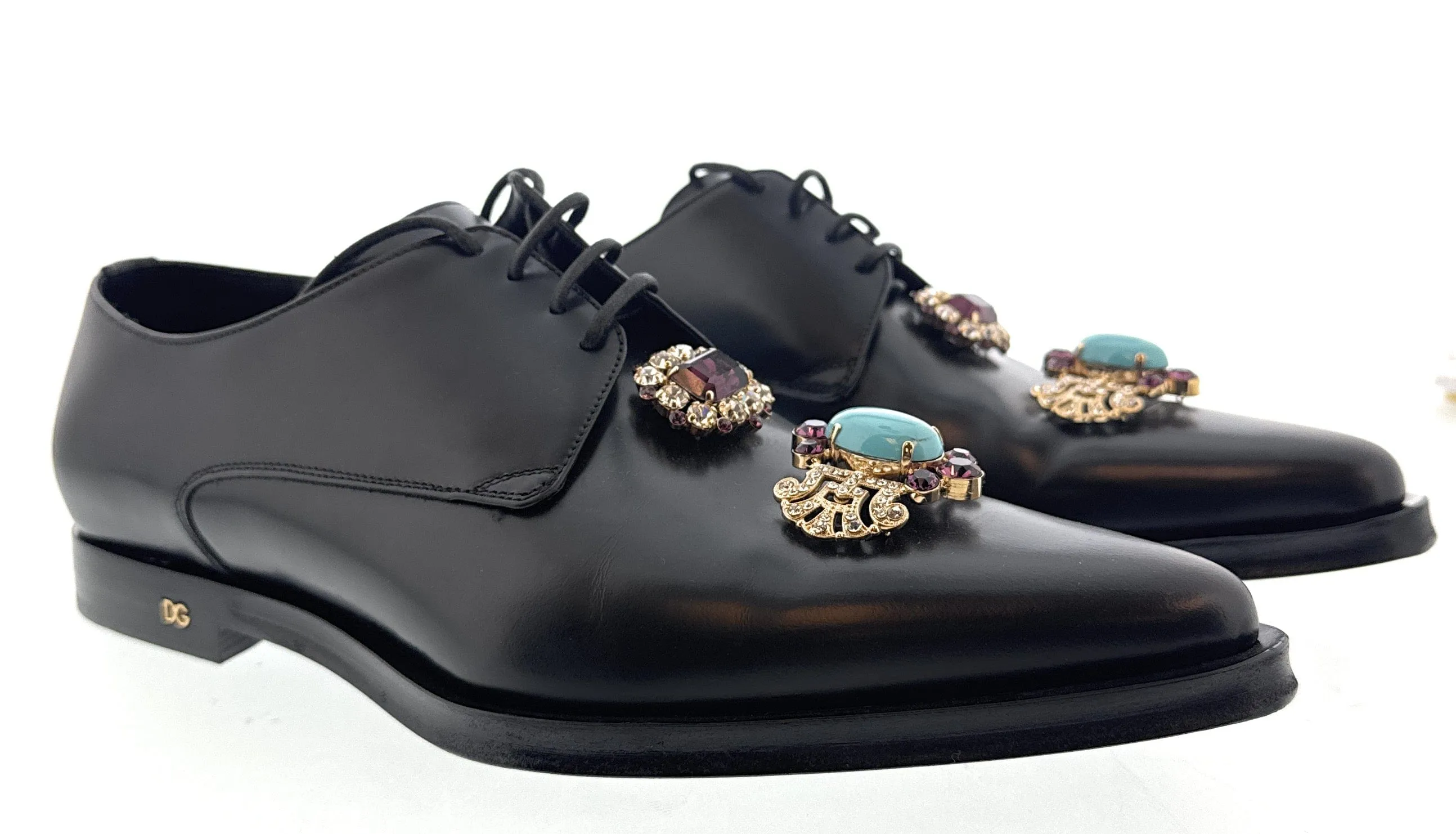 Dolce & Gabbana Black  Smooth Glamorous Lace Up Dress Shoes-EU41