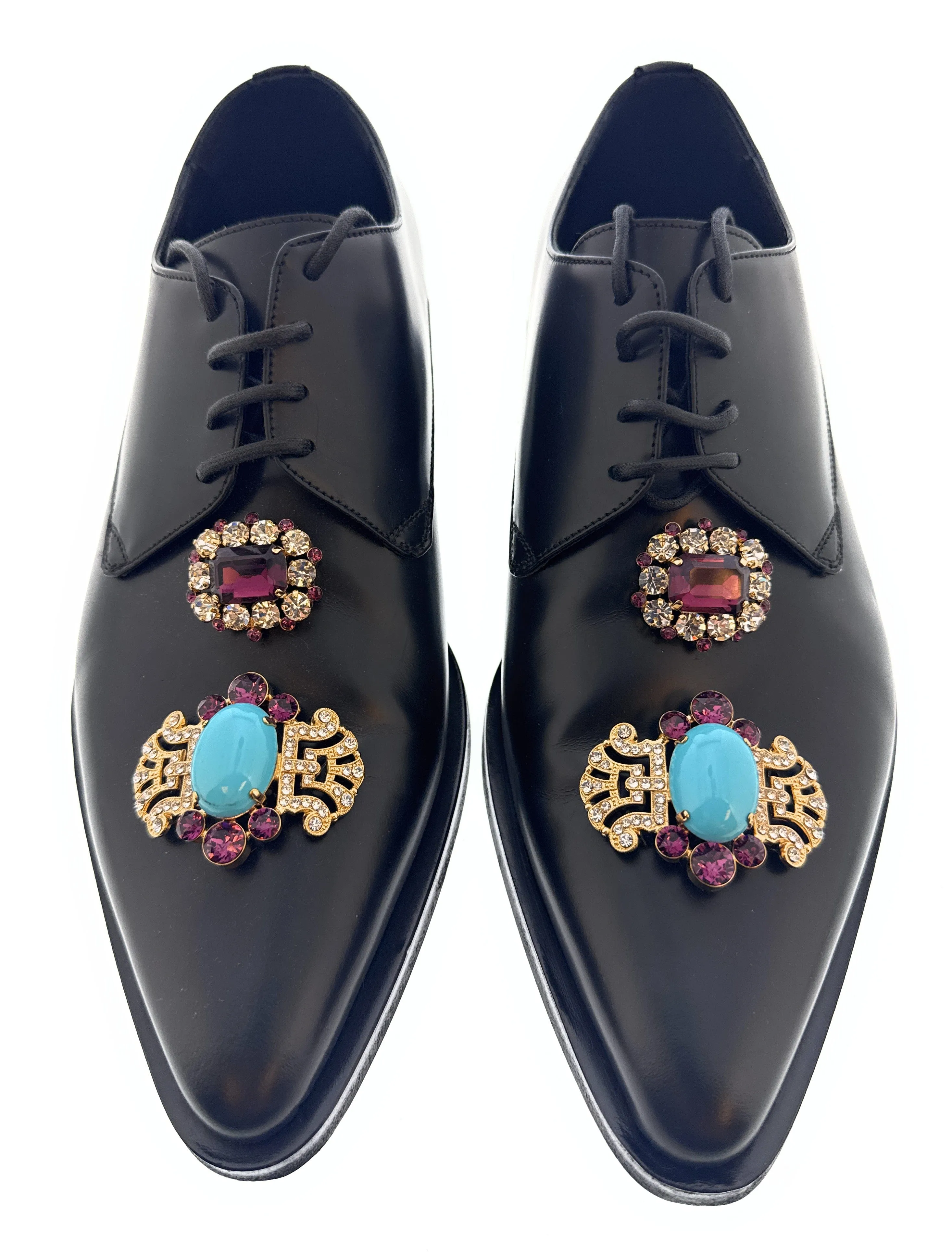 Dolce & Gabbana Black  Smooth Glamorous Lace Up Dress Shoes-EU41