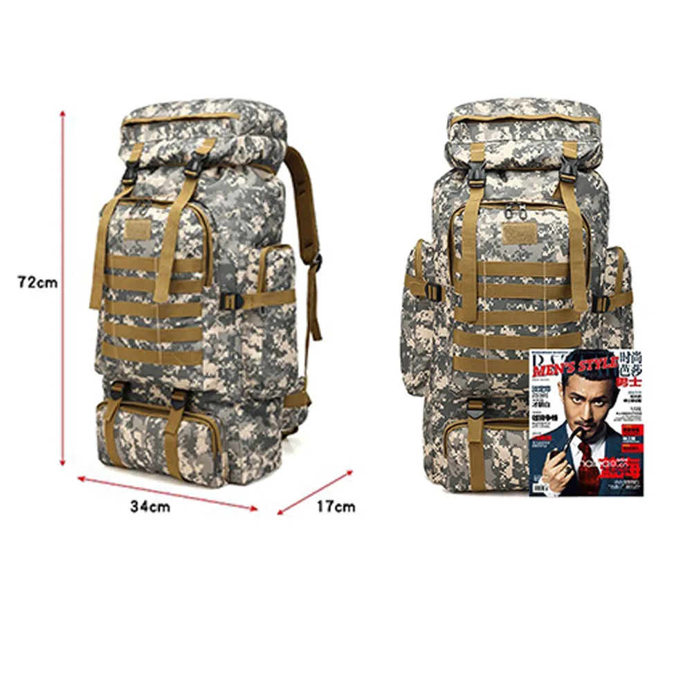 Men 80L Waterproof Military Backpack Outdoor Sport Bags Nylon Travel Hiking Bag