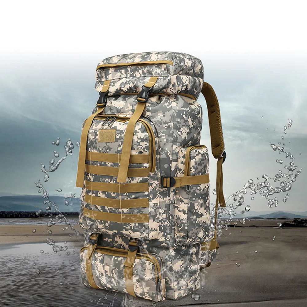 Men 80L Waterproof Military Backpack Outdoor Sport Bags Nylon Travel Hiking Bag