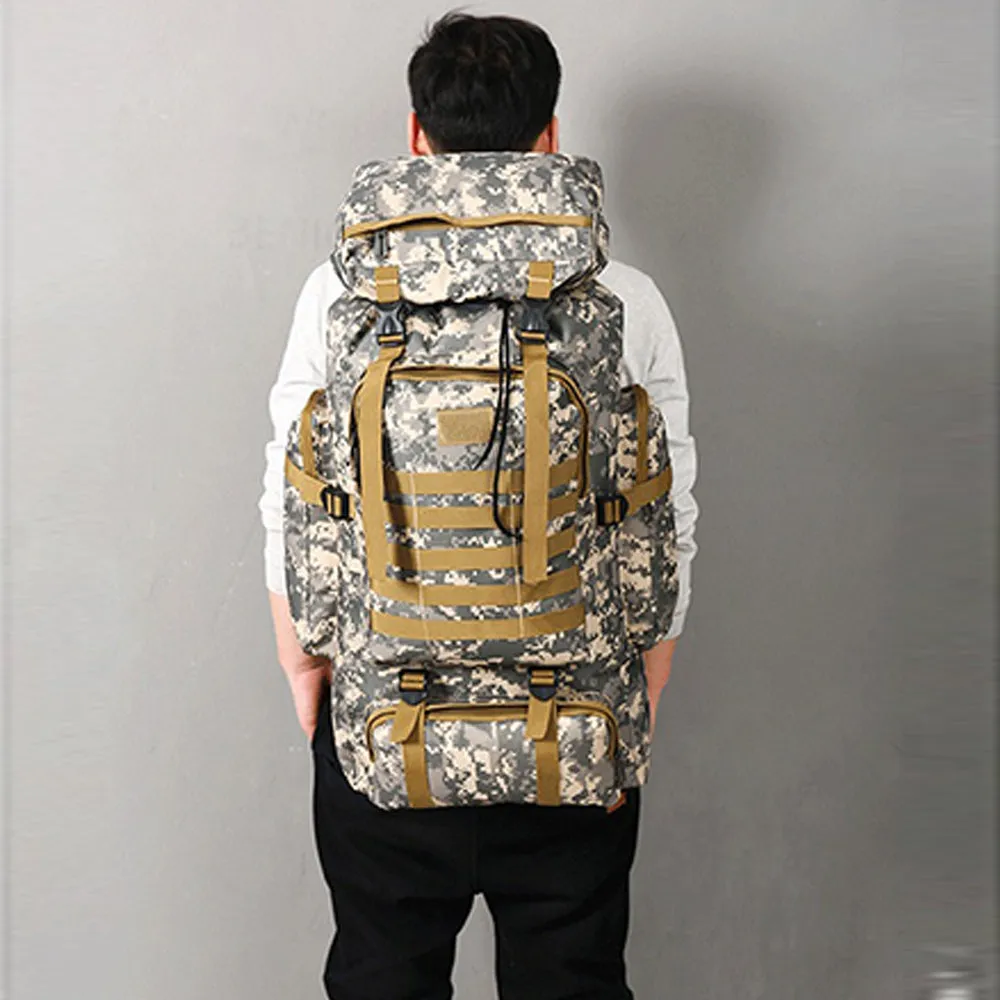 Men 80L Waterproof Military Backpack Outdoor Sport Bags Nylon Travel Hiking Bag