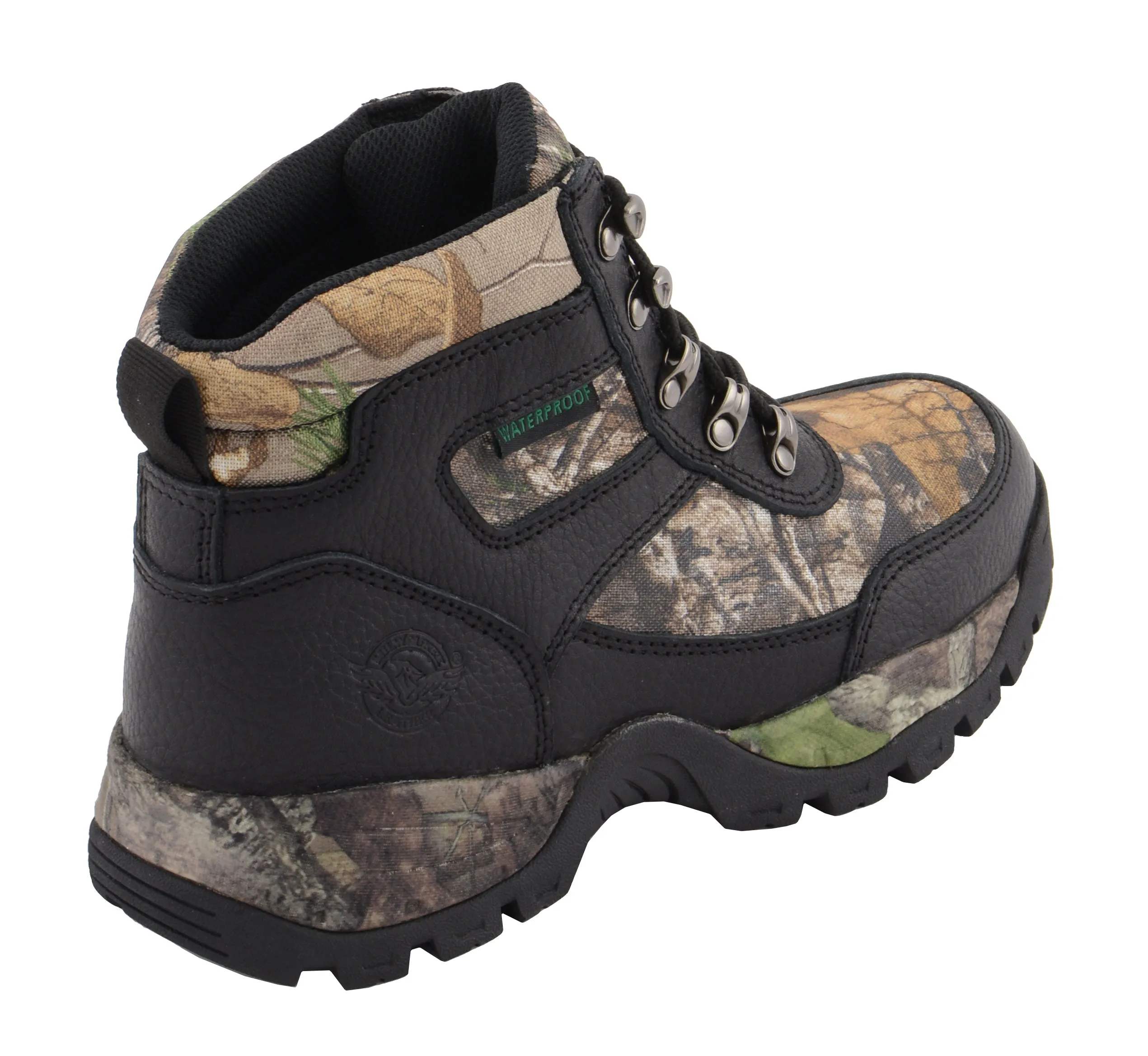 Men's Waterproof Black Hiking Boot w/ Mossy Oak Print
