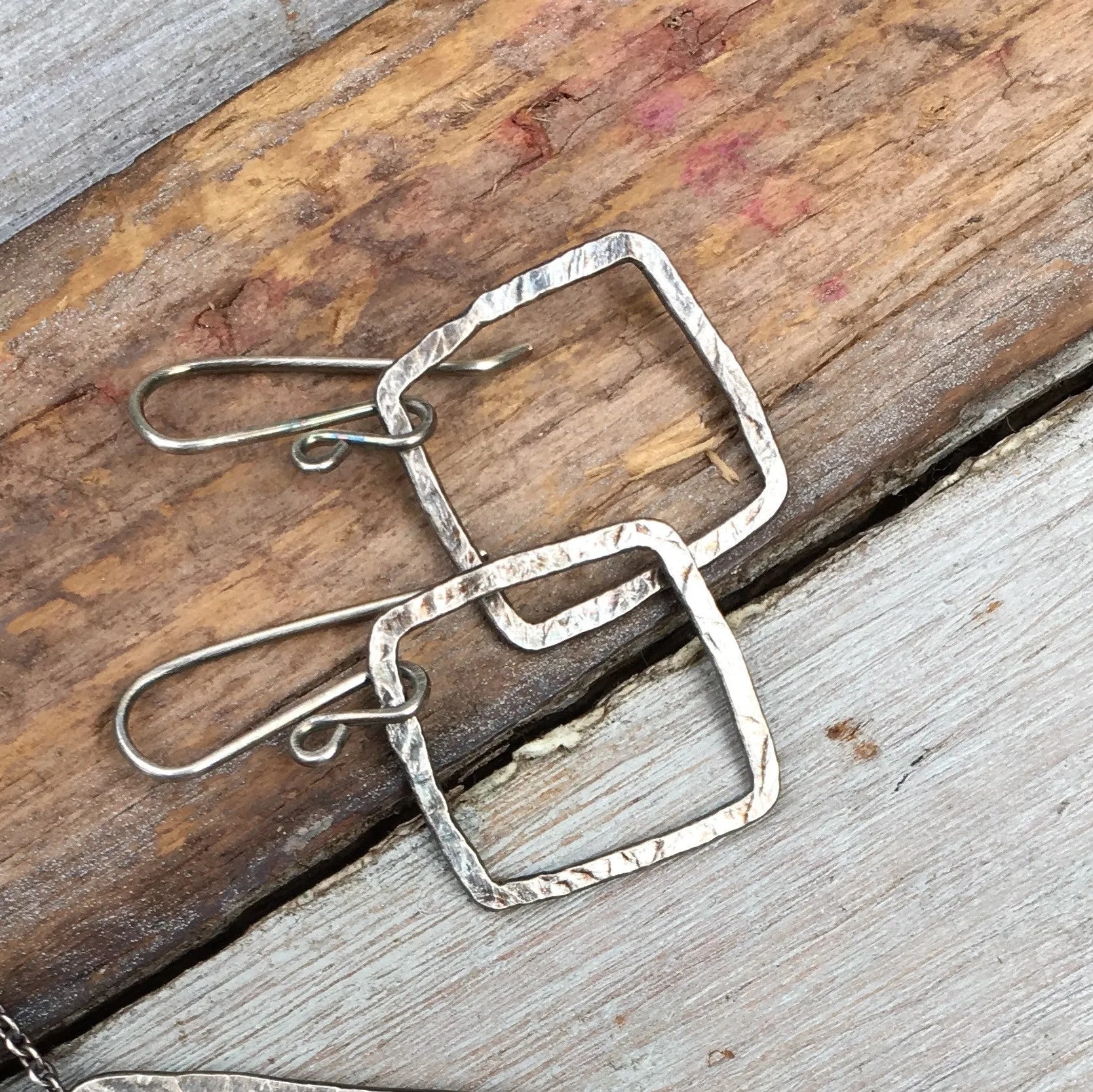 Square Earrings ~ Oxidized