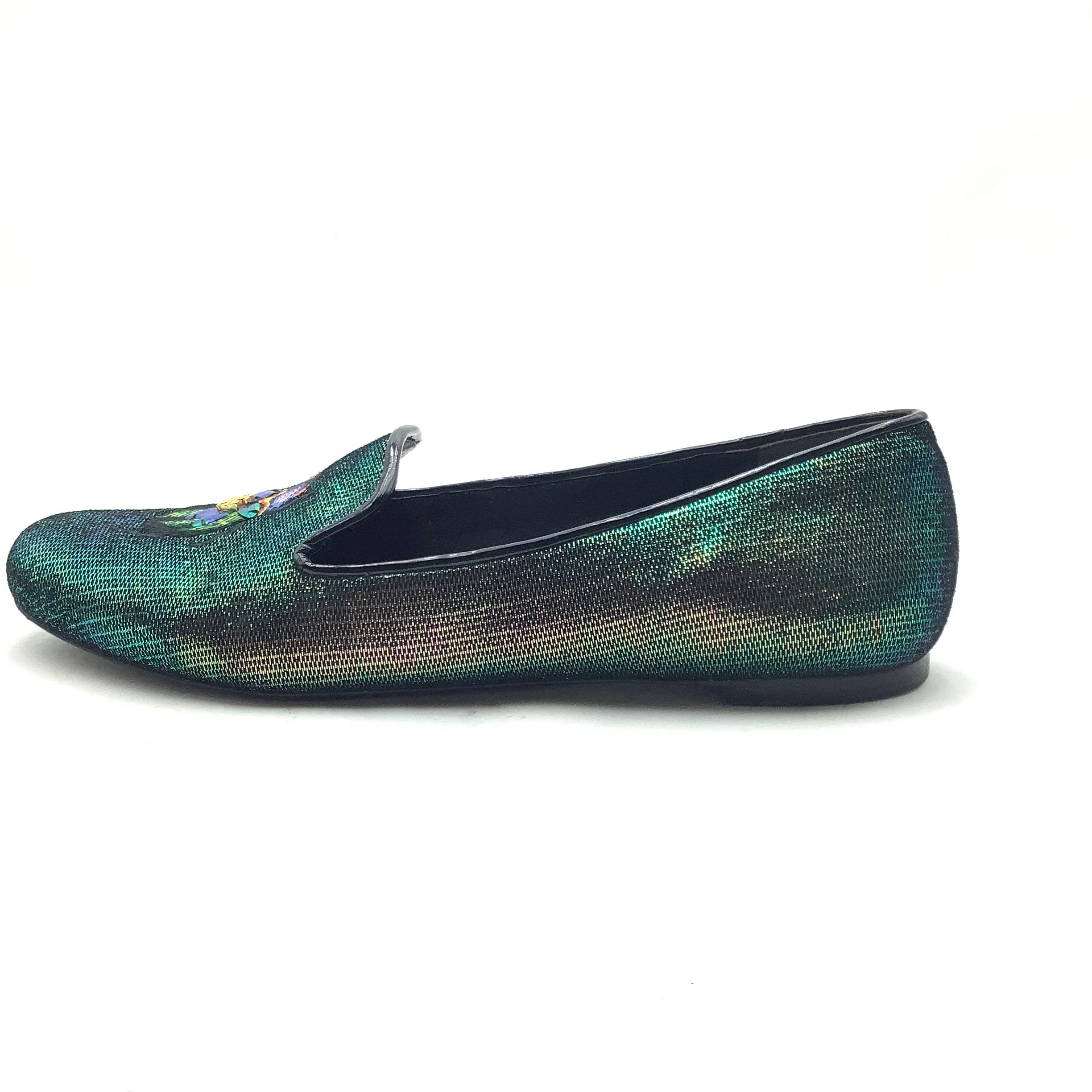 Tory Burch Women's  Loafer Green Halographic Beatle Size: 10.5