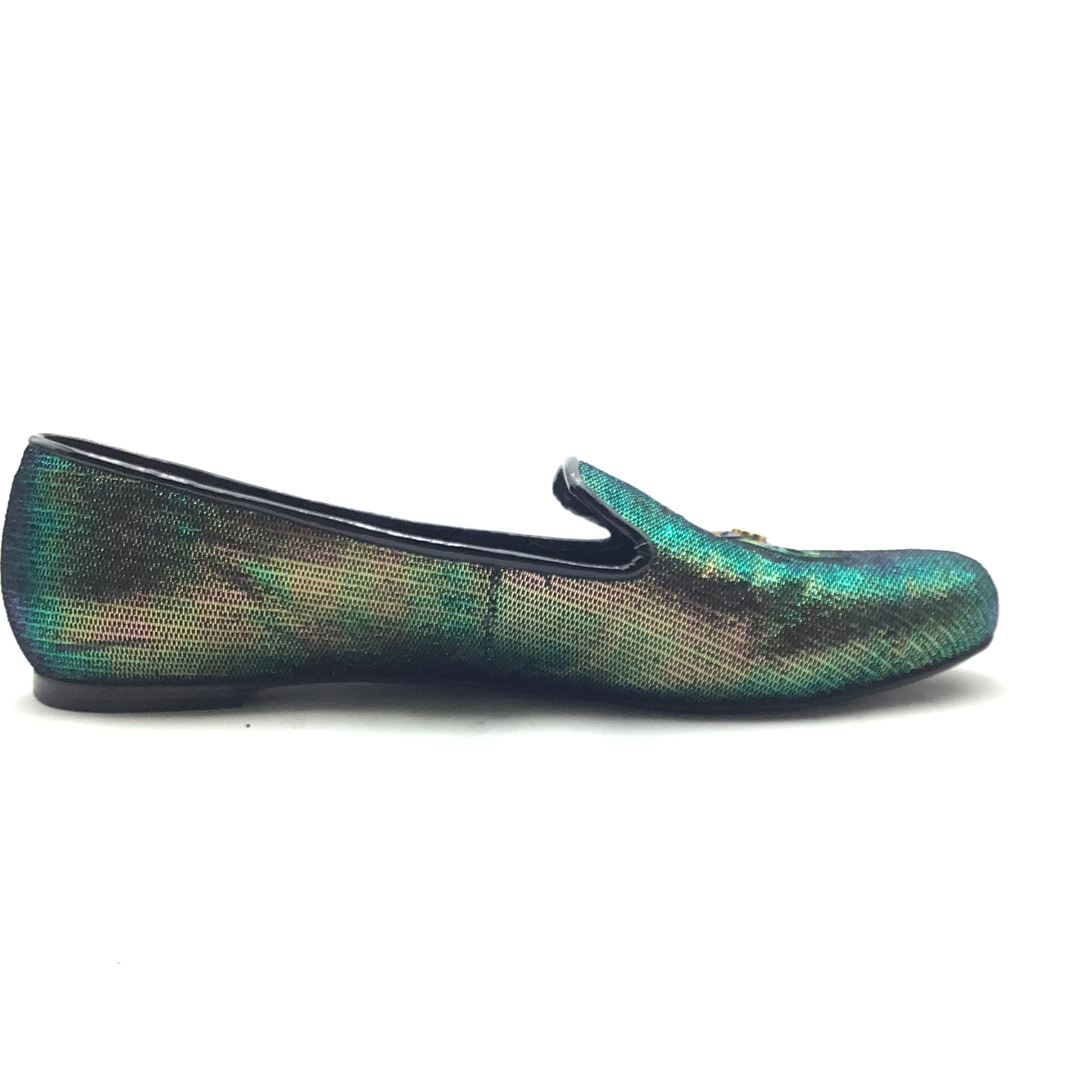 Tory Burch Women's  Loafer Green Halographic Beatle Size: 10.5
