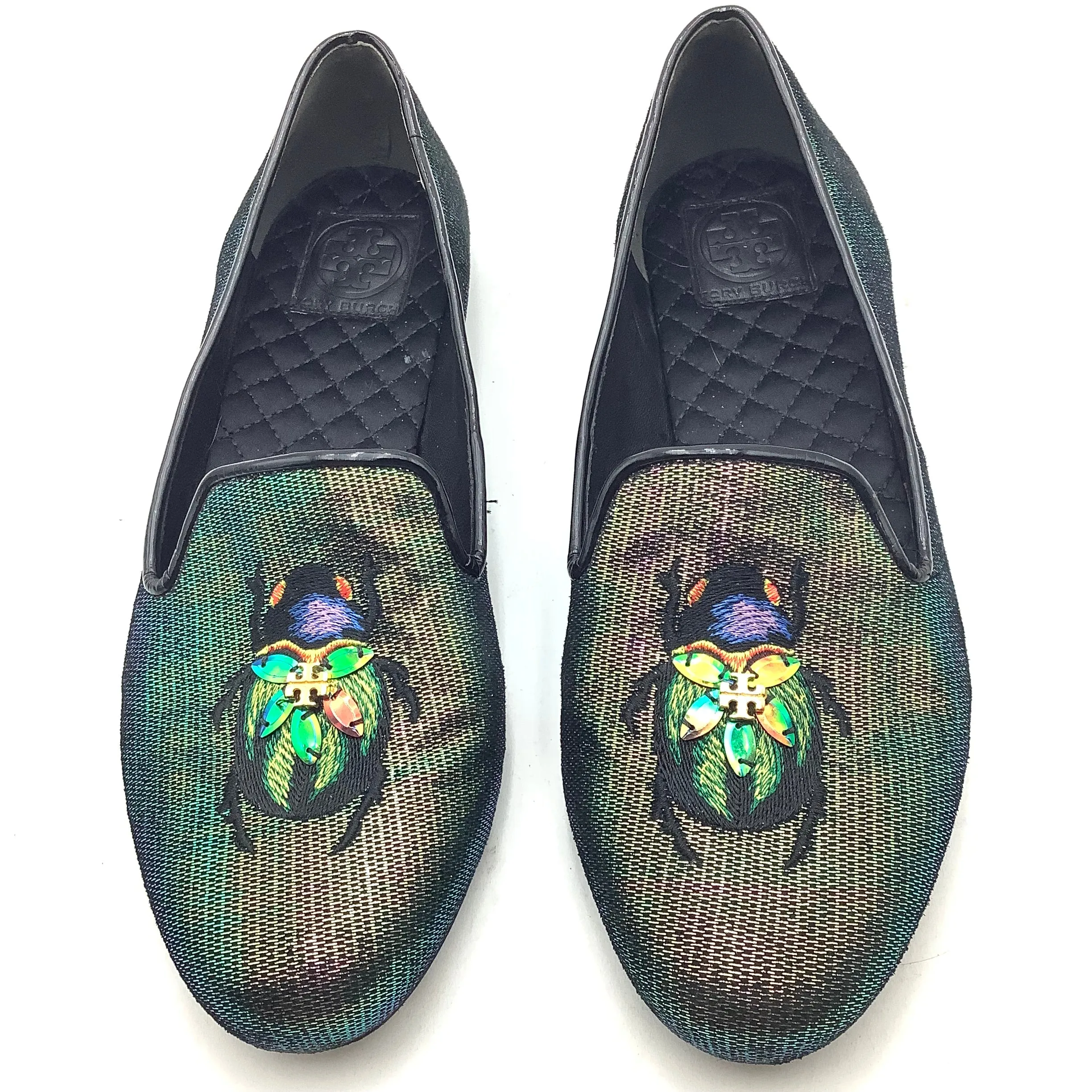 Tory Burch Women's  Loafer Green Halographic Beatle Size: 10.5