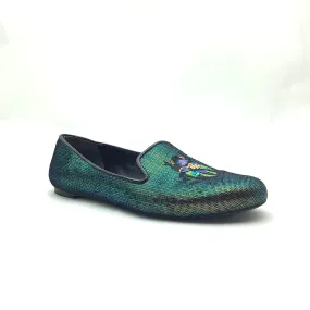 Tory Burch Women's  Loafer Green Halographic Beatle Size: 10.5