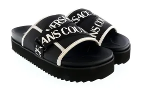 Versace Jeans Couture Black/White Signature Strap Pool Slide-